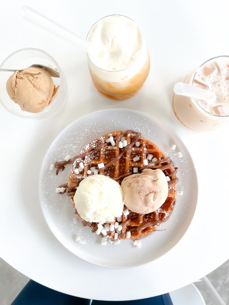 around cafe ice cream waffle