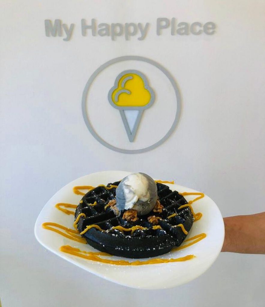 inside scoop ice cream waffle