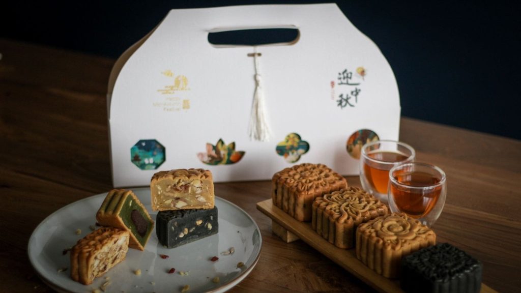 Pine Tree Cafe's Mid-Autumn Festival mooncake gift set, featuring a variety of intricately designed mooncakes