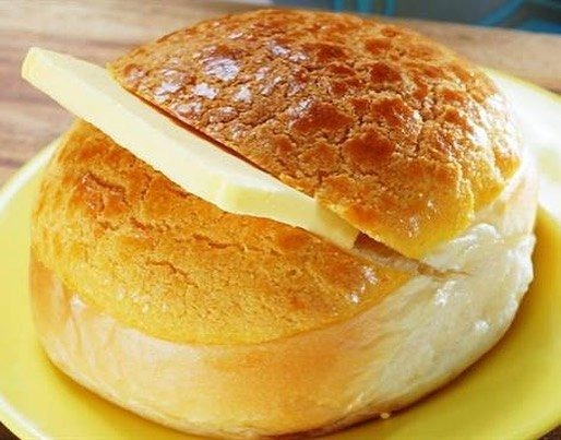 A classic Hong Kong pineapple bun (Bo Lo Yau) from Victor's Kitchen