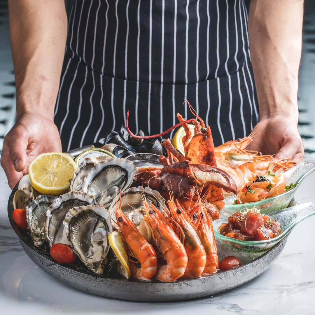 cold seafood platter from greenwood fish market
