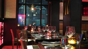 an empty restaurant during dinnertime